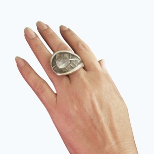 Après la pluie, bague-feuille en argent avec béryl 2