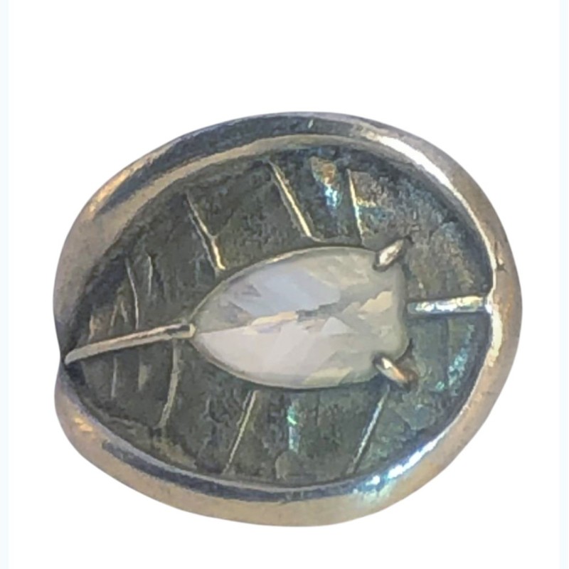 Après la pluie, bague-feuille en argent avec béryl