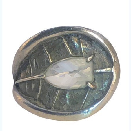 Après la pluie, bague-feuille en argent avec béryl